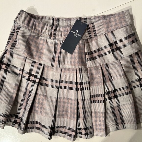 abercrombie kids pleated skirt - gray pink and white - size 11/12 NWT - Picture 1 of 12